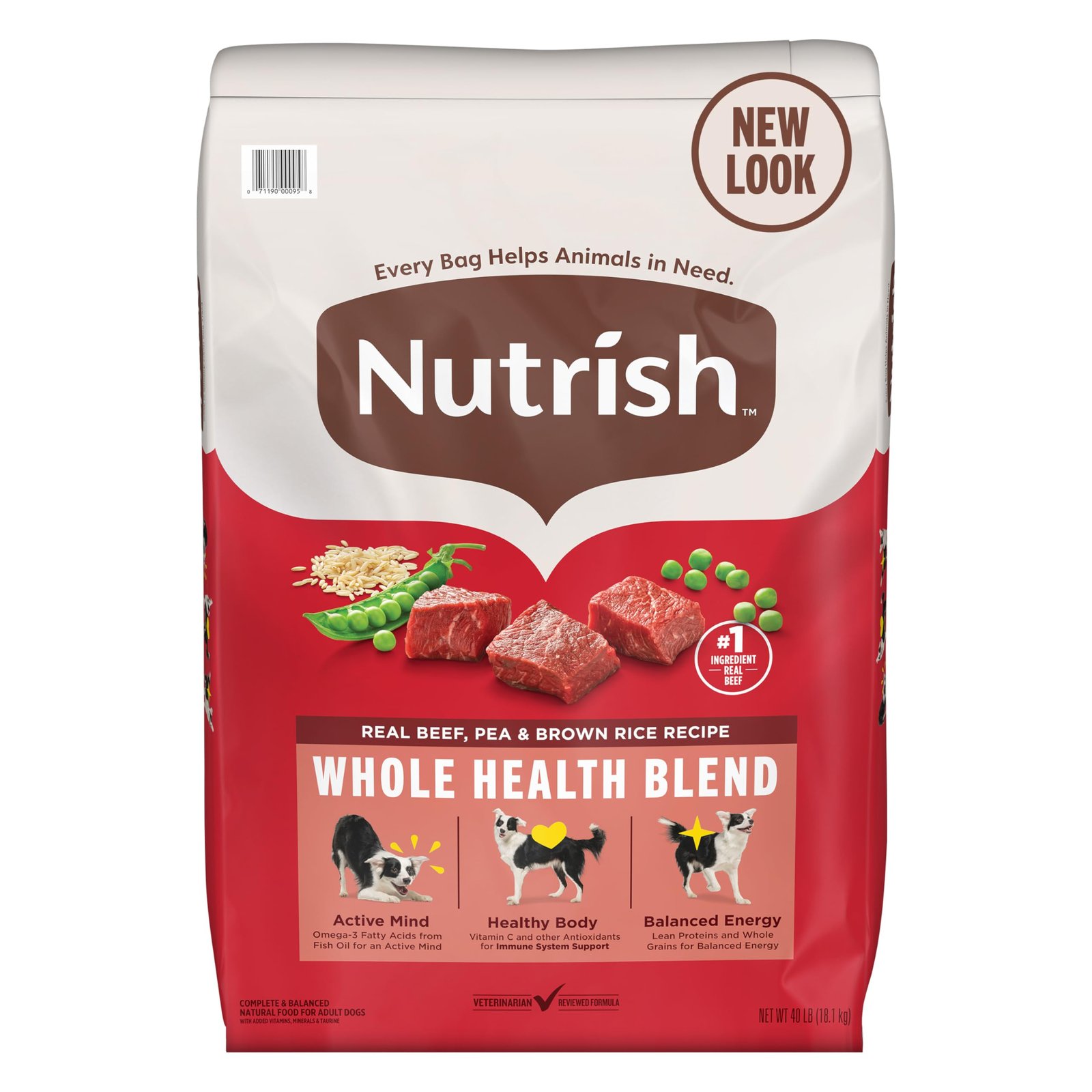 Brand Name: Nutrish Product Name: Nutrish Dry Dog Food, Real Beef, Pea & Brown Rice Recipe Whole Health Blend for Adult Dogs, 40 lb. Bag, Packaging May Vary (Rachael Ray)