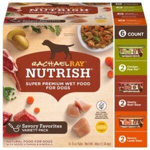 Brand Name: Nutrish  Product Name: Rachael Ray Nutrish Premium Natural Wet Dog Food, Savory Favorites Variety Pack, 8 Ounce Tub (Pack of 6)