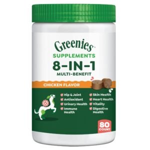 Brand Name: Greenies  Product Name: Greenies Dog Supplements 8-in-1 Multi-Benefit Chicken Flavor, 15.5 oz. Container, 80 Count
